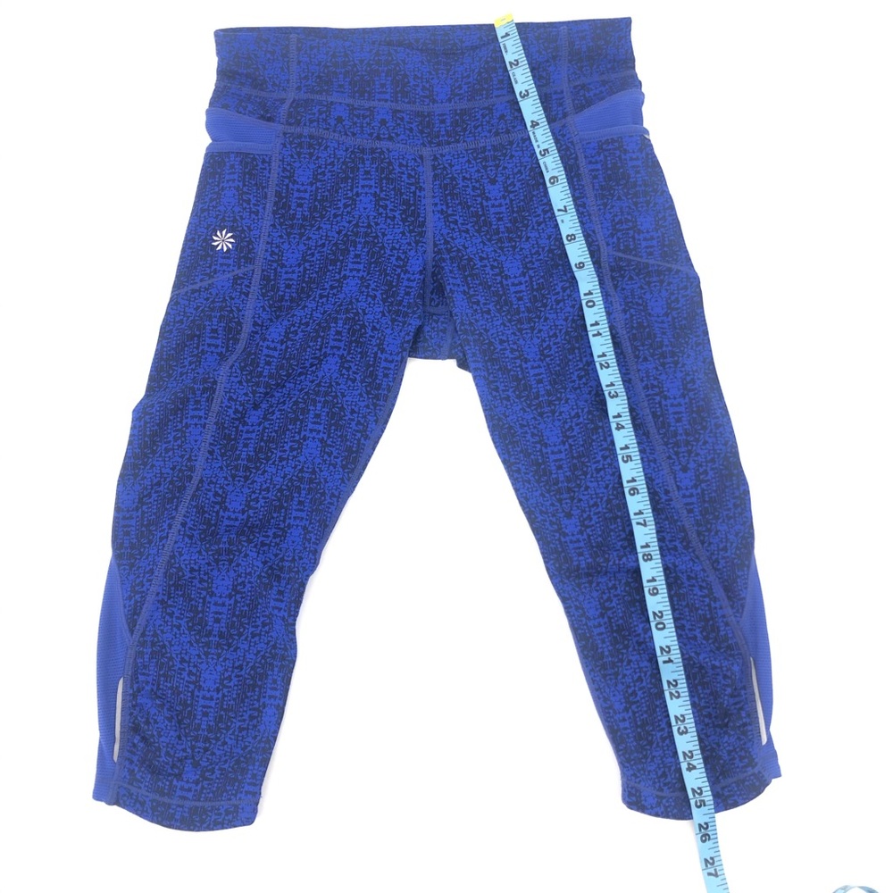 Athleta Blue and Black Cropped Workout Leggings - Picture 3 of 13